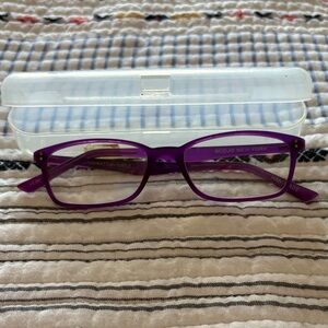SCOJO New York Purple Gel Reader Glasses with Case + 1.0